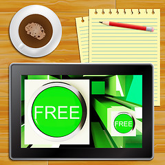 Image showing Free Buttons On Tablet Showing Freebie 3d Illustration