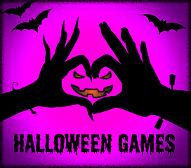 Image showing Halloween Games Means Trick Or Treat And Entertainment