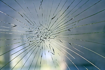 Image showing Broken glass on the window