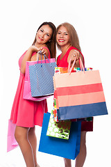 Image showing Happy women with shopping bags