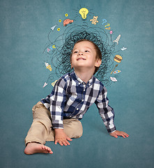 Image showing Little boy thinking