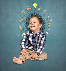 Image showing Little boy thinking