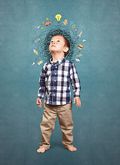 Image showing Little boy thinking