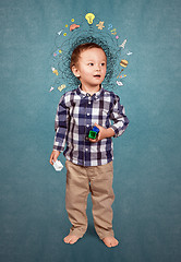 Image showing Little boy thinking