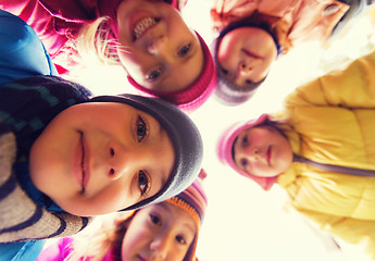 Image showing group of happy children faces in circle