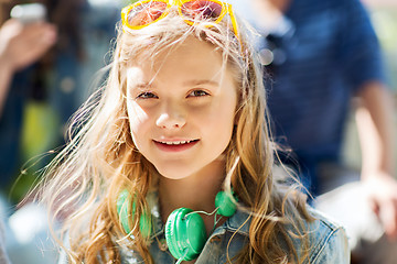 Image showing happy teenage girl with headphones
