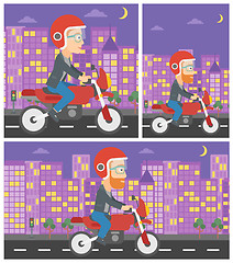 Image showing Man riding motorcycle vector illustration.