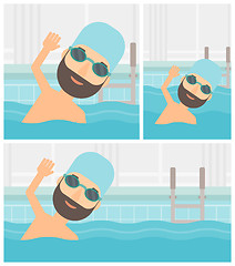 Image showing Man swimming in pool vector illustration.