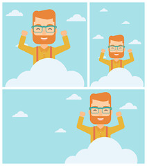 Image showing Man sitting on cloud vector illustration.