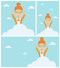 Image showing Woman sitting on cloud vector illustration.