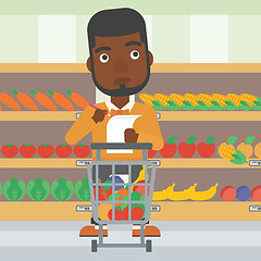 Image showing Man with shopping list vector illustration.