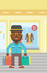 Image showing Happy man with shopping bags vector illustration.