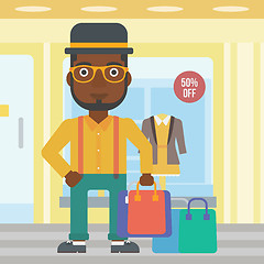 Image showing Happy man with shopping bags vector illustration.