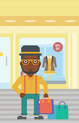 Image showing Happy man with shopping bags vector illustration.