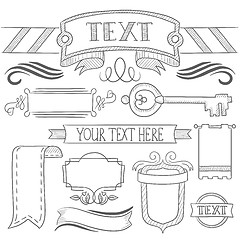 Image showing Set of vintage ribbons, frames and elements.