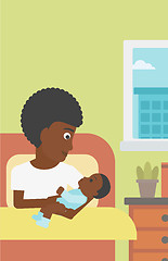 Image showing Woman with new born in maternity ward.