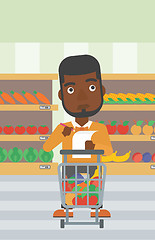 Image showing Man with shopping list vector illustration.