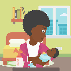 Image showing Mother with baby and breast pump.