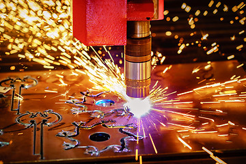 Image showing CNC Laser plasma cutting of metal, modern industrial technology.