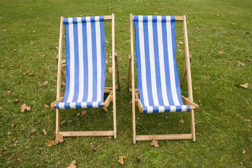 Image showing Two chairs in the park