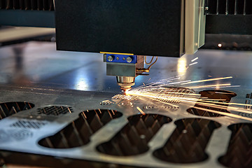 Image showing CNC Laser cutting of metal, modern industrial technology. .