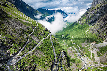 Image showing Troll\'s Path Trollstigen or Trollstigveien winding mountain road