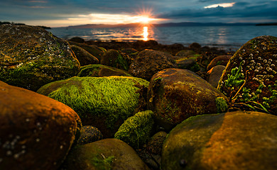 Image showing Sunset over the sea in Norway