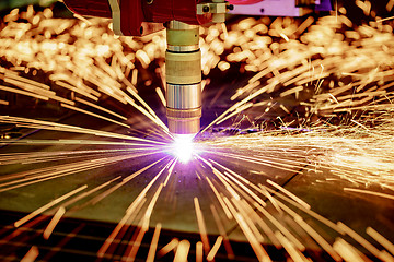 Image showing CNC Laser plasma cutting of metal, modern industrial technology.