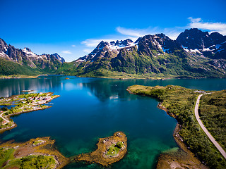 Image showing Beautiful Nature Norway aerial photography.