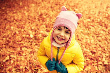 Image showing happy little girl in autumn park