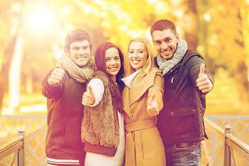 Image showing group of friends having fun in autumn park