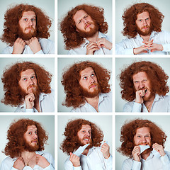 Image showing The young man funny face expressions composite on gray background