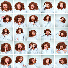 Image showing The young man funny face expressions composite on gray background