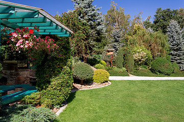 Image showing Beautiful pergola in garden design