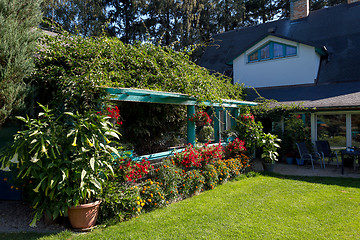 Image showing Beautiful pergola in garden design