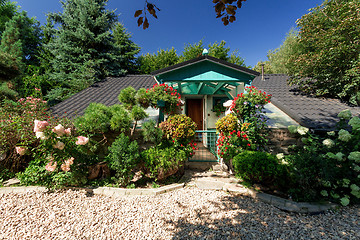 Image showing Dog baby house with flowers