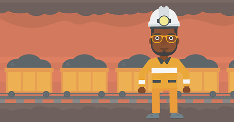 Image showing Confident miner in hardhat vector illustration.