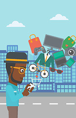 Image showing Man making purchases online vector illustration.