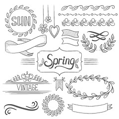 Image showing Set of spring ribbons and elements.