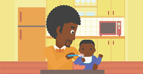 Image showing Father feeding baby.