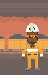 Image showing Confident miner in hardhat vector illustration.