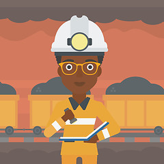 Image showing Miner checking documents vector illustration.