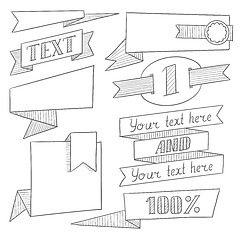 Image showing Set of vintage ribbons, frames and elements.