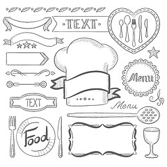 Image showing Set of ribbons, frames for restaurant menu.