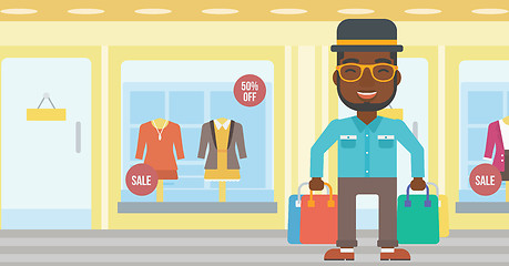 Image showing Happy man with shopping bags vector illustration.