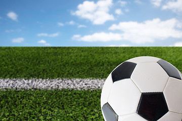 Image showing close up of football or soccer ball over white