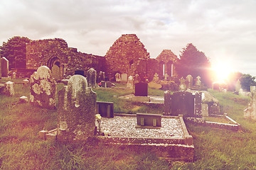 Image showing old celtic cemetery graveyard in ireland