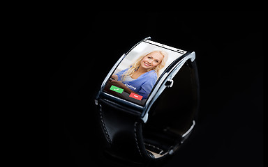 Image showing close up of smart watch with incoming call