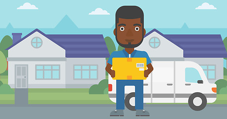 Image showing Delivery man carrying cardboard boxes.