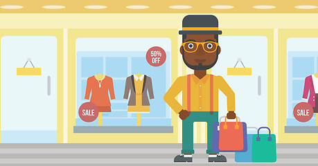 Image showing Happy man with shopping bags vector illustration.
